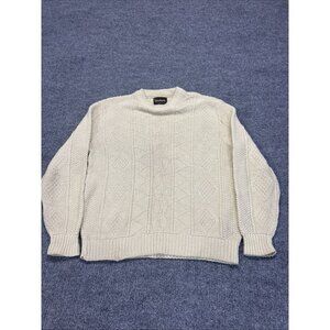 LAHMAR Ivory CableKnit Fisherman Crew Neck Sweater Vtg Size LARGE